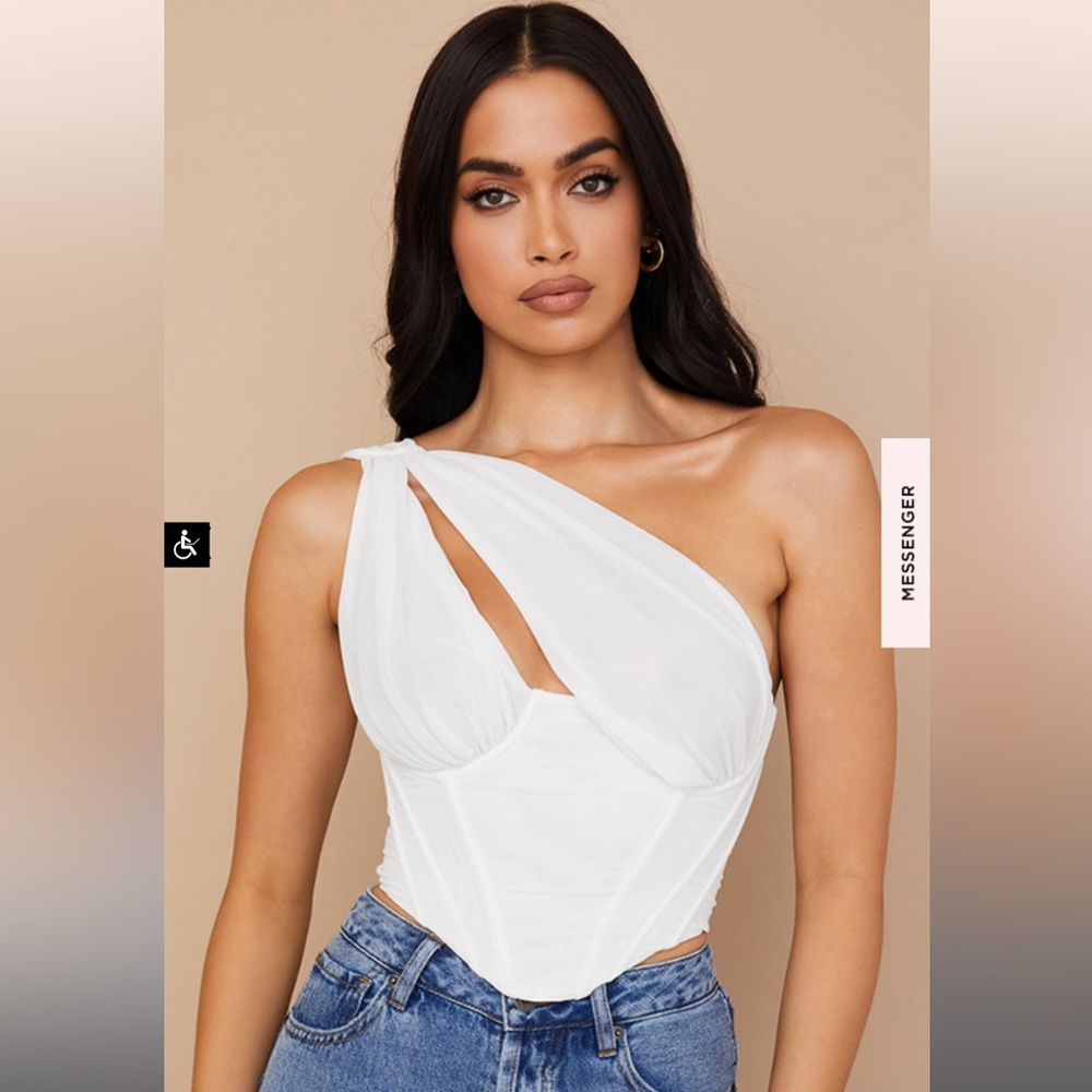 House of CB Jemima white mesh corset top